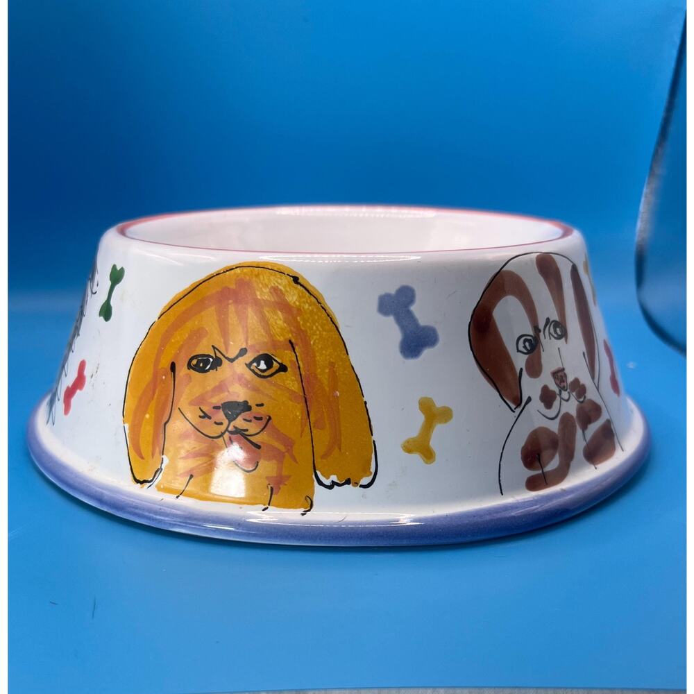 Mesa International Hand Crafted Pottery Pet Food Bowl~Water Bowl~Dog Bone~Signed